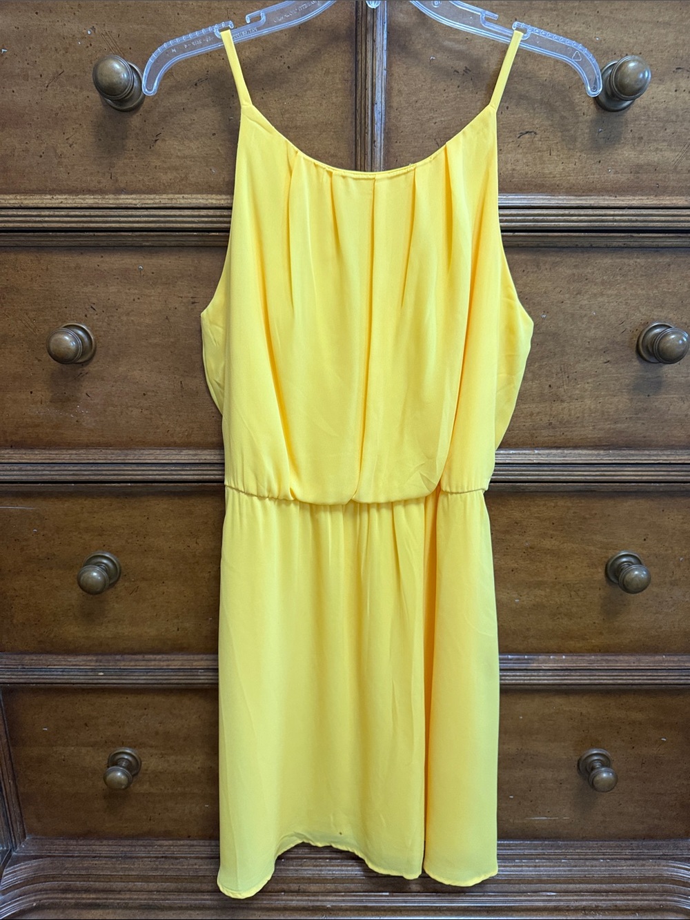 Tacera Bright Yellow Spaghetti-Strap Mini Dress